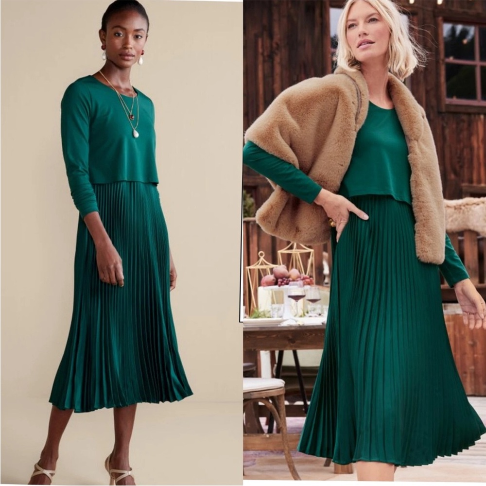 Soft Surroundings Cassandra Dress Emerald Green Large Holiday Christmas 2GA23